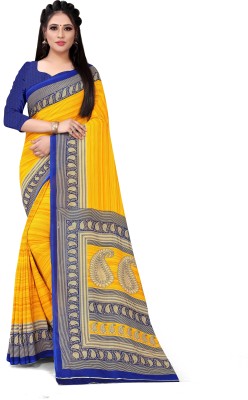 Bansi Ecom Paisley Bollywood Georgette Saree(Blue, Yellow)