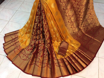 Devkinanndan Woven Kanjivaram Silk Blend, Nylon Saree(Multicolor)