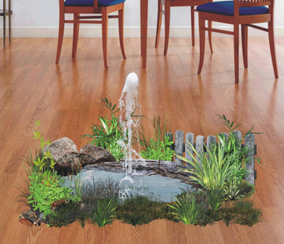 Varadvinayak 74 cm Water Flute Floor 3D self Adhesive floor sticker Self Adhesive Sticker(Pack of 1)