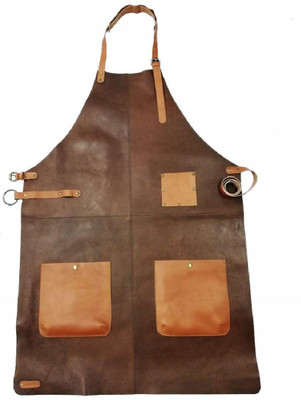 MANDAVA Polyester Chef's Apron - Free Size(Brown, Orange, Single Piece)