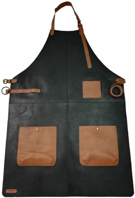 MANDAVA Polyester Chef's Apron - Free Size(Black, Orange, Single Piece)