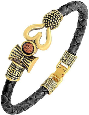 Cyan spritual Leather Gold-plated Kada