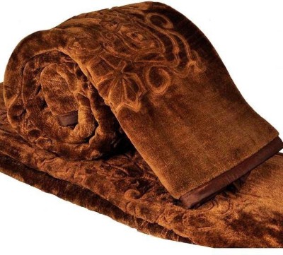 ACZO FEEL Self Design Double Mink Blanket for  Heavy Winter(Microfiber, Brown)