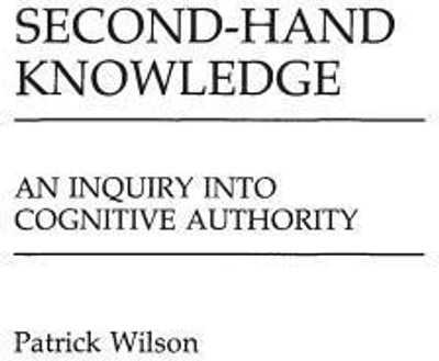 Second-Hand Knowledge(English, Hardcover, Wilson Patrick)