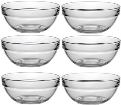 Lucky Borosilicate Glass Serving Bowl Thailand Glass Stackable Glass Bowl Plate Food Serveware ,Dessert Bowl serving bowl 210 ml(Pack of 6, Clear)
