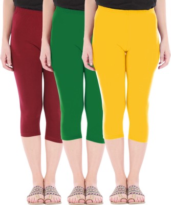 Buy That Trendz Capri Leggings Women Maroon, Green, Yellow Capri