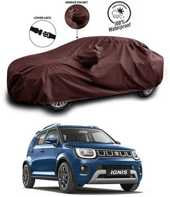 ANTHUB Car Cover For Maruti Suzuki Ignis (With Mirror Pockets)(Maroon)