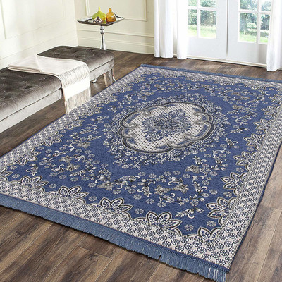 Sparrow world Black Chenille Runner(5 ft,  X 7 ft, Rectangle)