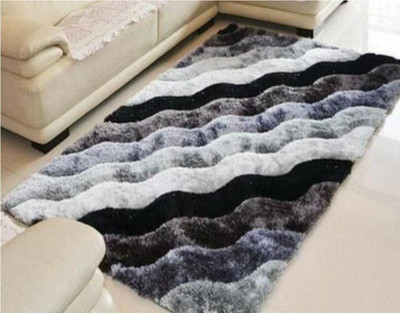 RM Handloom Black, Grey Polyester Carpet(5 ft,  X 7 ft, Rectangle)