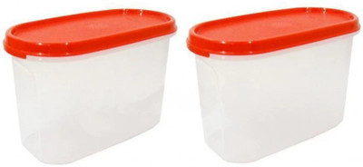 Ridhi Sidhi Plastic Grocery Container  - 1.1 L(Pack of 2, Clear, Red)