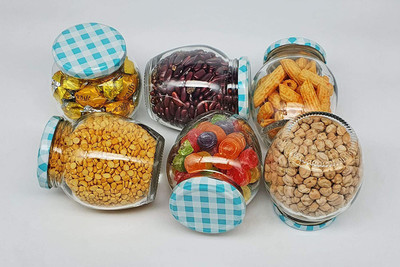 SEETASTIC Glass Grocery Container  - 400 ml(Pack of 6, Clear)