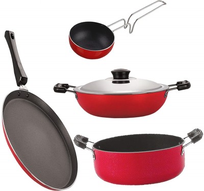 NIRLON FT12_DKD(B)_VG_CS24 Non-Stick Coated Cookware Set(PTFE (Non-stick), Aluminium, 4 - Piece)