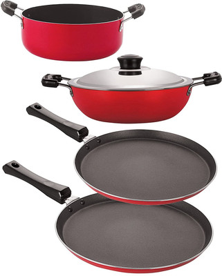 NIRLON FT12_DKD(B)_FT10_CS22 Non-Stick Coated Cookware Set(PTFE (Non-stick), Aluminium, 4 - Piece)