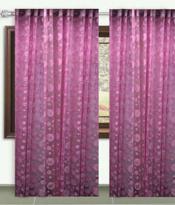 Attri Enterprises 212 cm (7 ft) Door Net Semi Transparent Curtain (Pack Of 2)(Pink, Floral)