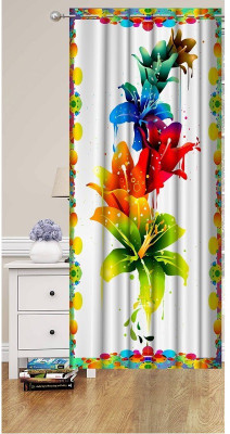 Flamant 212 cm (7 ft) Door Polyester Semi Transparent Curtain Single Curtain(multicolor1, Printed)