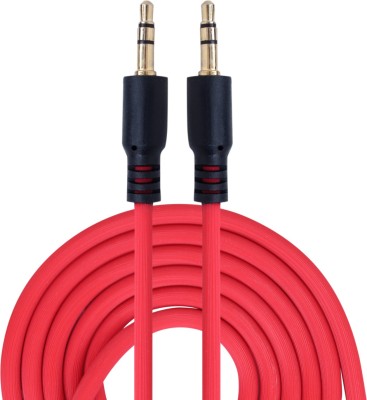 MAK MX-121 3.5mm Male to Male Stereo Audio Aux Cable With Gold Plated Connectors- 2M (Red) 2 m AUX Cable(Compatible with Smart Phones, MP3 Players, Tablets, Red, One Cable)