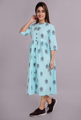 Shakshi Creations Women Fit and Flare Blue Midi/Calf Length Dress