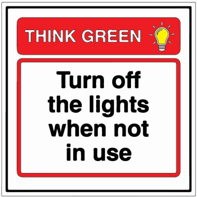 VVWV TURN OFF THE LIGHTS WHEN NOT IN USE SIGN STICKER Emergency Sign