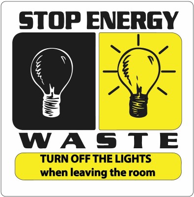 VVWV TURN OFF THE LIGHTS WHEN LEAVING THE ROOM SIGN STICKER Emergency Sign