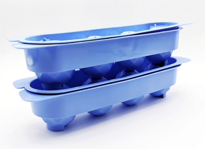 JVS Ice Ball Tray Crystal ( 2 sets- 2 Base Tray and 2 Top Tray ) Blue. Blue Plastic Ice Ball Tray(Pack of2)