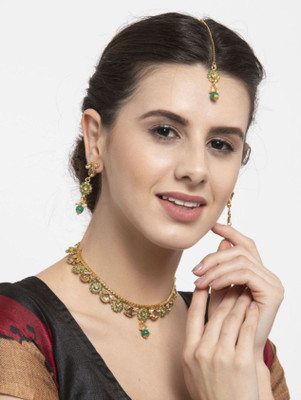 JEWELS GURU Alloy Gold-plated Green Jewellery Set(Pack of 1)