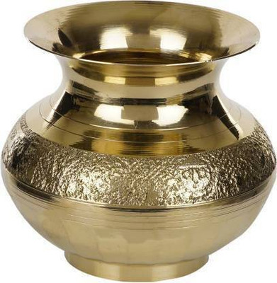 NAVYAKSH Kalash Brass Pot Pooja Items Indian Brass Kalash (Height: 6 inch, Gold) Brass Kalash(Gold)