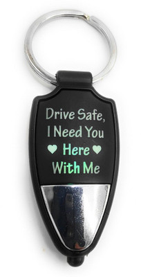 Blue Aura Drive Safe i Need You here with me Keyring with Multicolour LED Light Key Chain