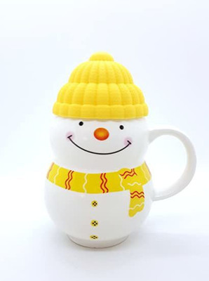 baluda Ceramic Snow Man With Silicon Lid Cover(1 Piece) For Kids 300 ml Ceramic Coffee Mug(300 ml) Flipkart