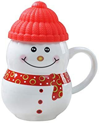 baluda Ceramic Snowman Cup/Mug with Silicon Lid Ceramic Coffee Mug(300 ml)