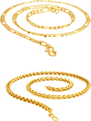shankhraj mall Gold Necklace Chain for Men, Boys, Women, and Girls(pack of 2 chain combo) Gold-plated Plated Alloy Chain