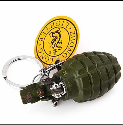 Triangle Ant Fuze Grenade Military Army Metal Bomb Lighter Refillable Butane Gas System Lighter With Key Ring - Pocket Size Lighter Pocket Lighter(Military)