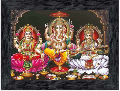 Poster N Frames Laxmi, Ganesh, Saraswati Religious Frame
