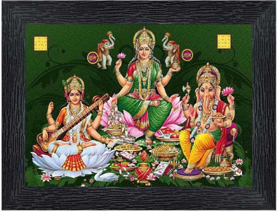 Poster N Frames Laxmi, Saraswati , Ganesh Religious Frame