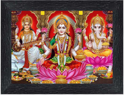 Poster N Frames Laxmi, Saraswati , Ganesh Religious Frame