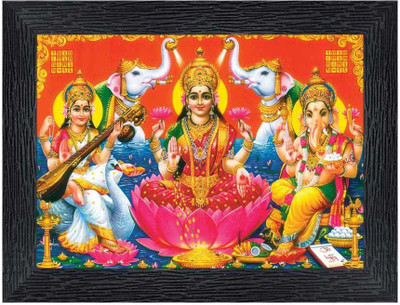 Poster N Frames Laxmi, Saraswati , Ganesh Religious Frame