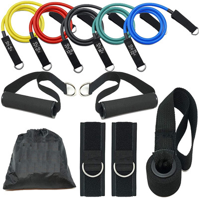 Neel Tdas Resistance Tube Band for Exercise Set Workout for Women Men Resistance Tube(Black, Red, Yellow, Green, Blue)