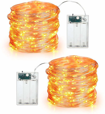 GLOWTRONIX 30 LEDs 3 m Yellow Steady String Rice Lights(Pack of 2)