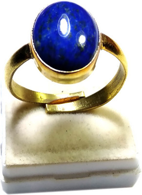PRIYANSHU NAVRATN Certified Natural 8.25-9.25 Ratti A1 Lapis Lazuli Adjustable Ring Panchdhatu Gold Plated Lajvart Lajward Lajwart Ring Origional Precious Gemstone for Men and Women Stone Lapis Lazuli Gold Plated Ring
