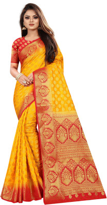 Perfect Wear Self Design Kanjivaram Cotton Silk Saree(White)