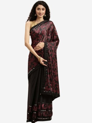 Suali Printed Bollywood Art Silk Saree(Brown)