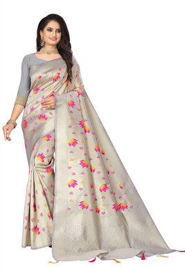 Swassy Fab Embellished, Solid/Plain Banarasi Jacquard, Art Silk Saree(Multicolor)