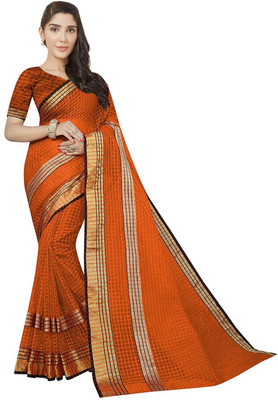 Suali Solid/Plain Bollywood Net Saree(Pack of 2, Orange)