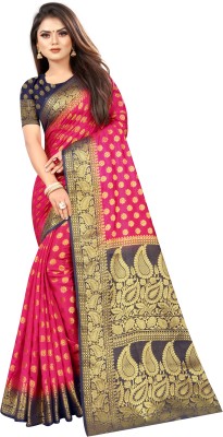 FINE WEAR Woven Kanjivaram Cotton Silk Saree(Multicolor)