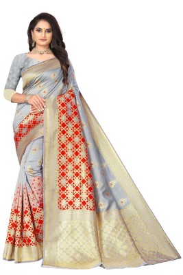 Swassy Fab Embellished, Solid/Plain Banarasi Jacquard, Art Silk Saree(Multicolor)