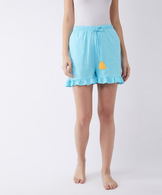 Miss Chase Solid Women Blue Basic Shorts