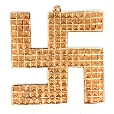 Plus Value Copper Swastik Pyramid Vastu Remedies for Home & Office Decorative Showpiece  -  5 cm(Copper, Gold)