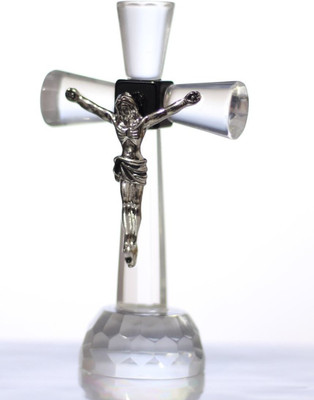 Lilone Decorative Christian Cross Showpiece, Religious Gift Item for Home Decor, Living Room, Hall Decorative Showpiece  -  12.7 cm(Crystal, Clear)