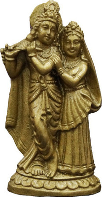 JRG Radha Krishna Gold Antique Finish Idol Statue Decorative Showpiece  -  9 cm(Polyresin, Beige)
