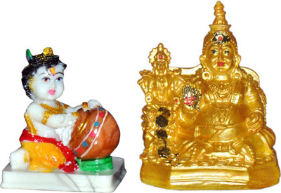 Vaah Laxmi Kuber & Ladoo Gopal Murti Decorative Showpiece  -  15 cm(Polyresin, Multicolor)
