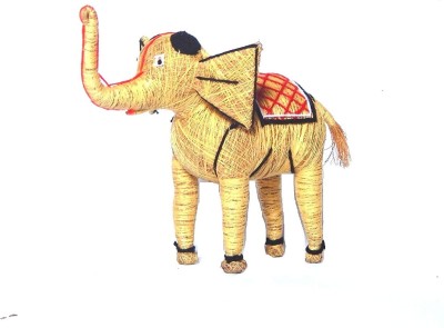 Zoltamulata Natural Handmade Coir Elephant for Home Decor showpiece with Height Decorative Showpiece  -  19 cm(Coir, Yellow)